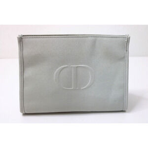 Christian Dior Makeup Pouch Beauty Bag Ivory Grey